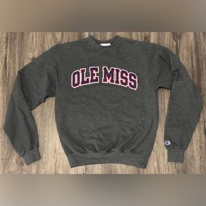 Vintage Men’s Champion Mississippi Ole Miss Embroidered Grey Sweatshirt - Small